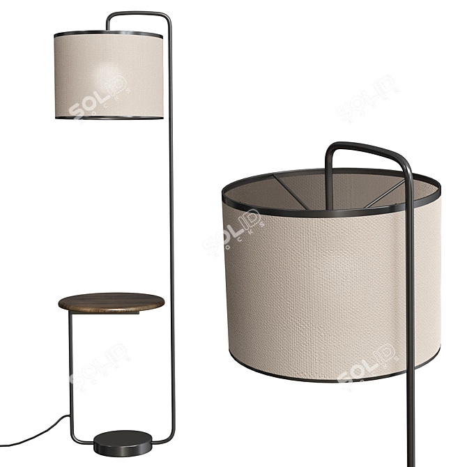 Vintage Industrial Metal Display Shelf 3D model image 1