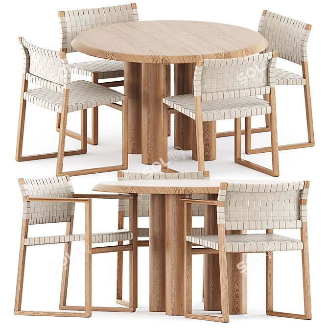 Scandinavian Elegance Dining Set 3D model image 1