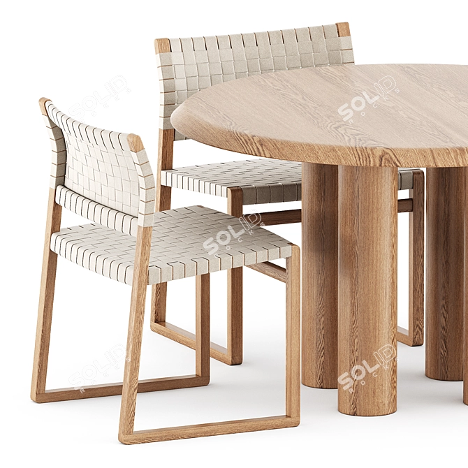 Scandinavian Elegance Dining Set 3D model image 2