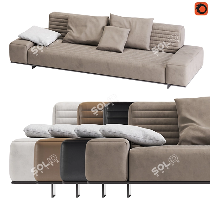  Minotti Roger Spring High Square Sofa 3D model image 1