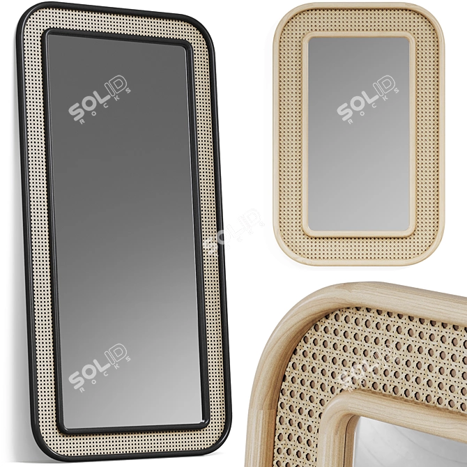 Mabelle Rattan Floor Mirror 3D model image 1