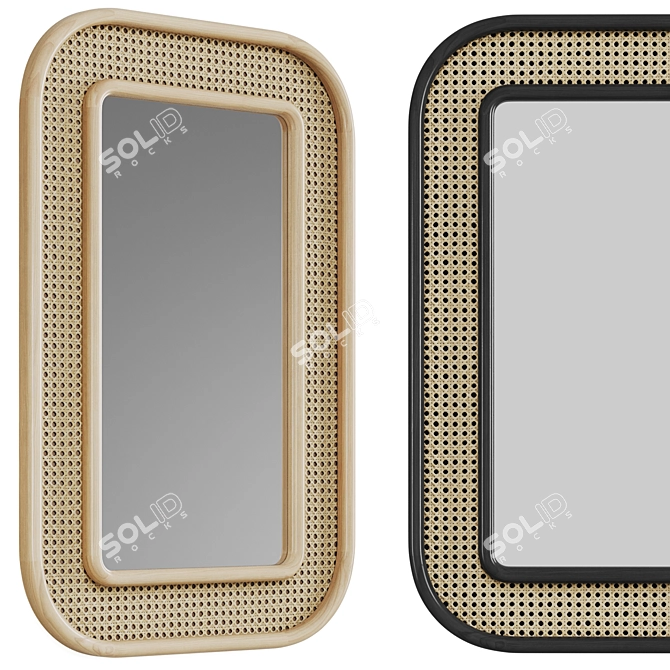 Mabelle Rattan Floor Mirror 3D model image 4