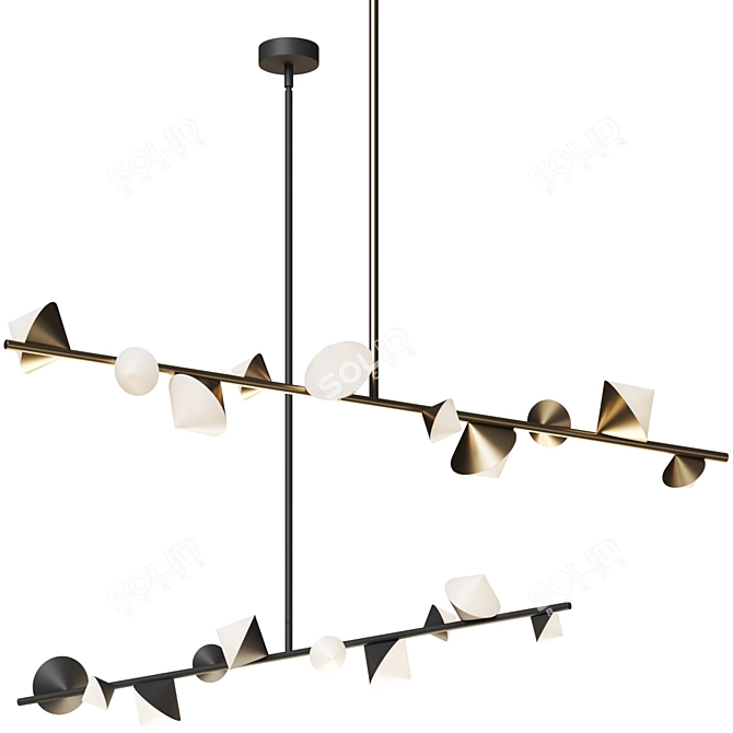 Modern Linear Geode LED Suspension 3D model image 1