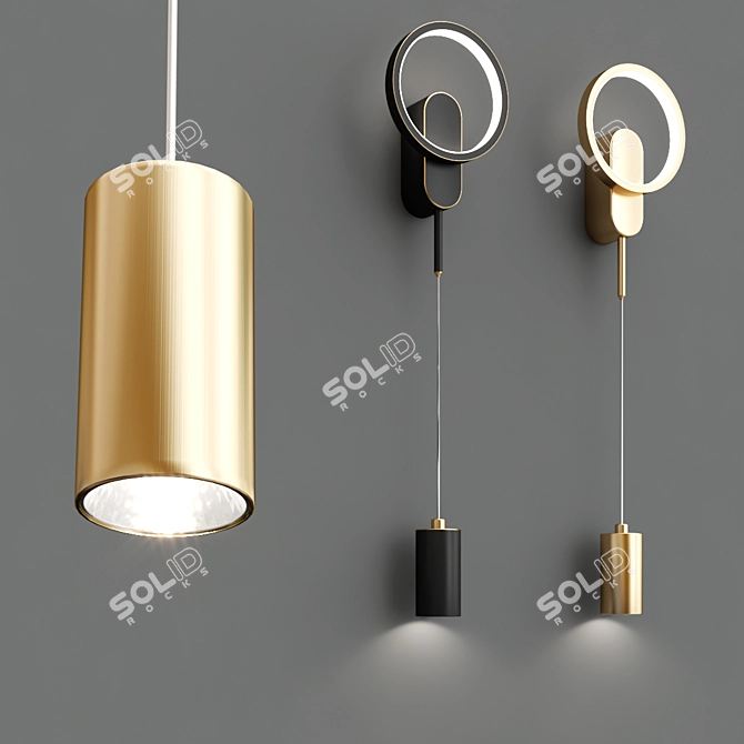 Modern Metal and Acrylic Sconce 3D model image 2