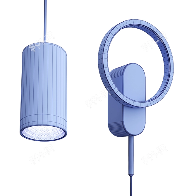 Modern Metal and Acrylic Sconce 3D model image 3