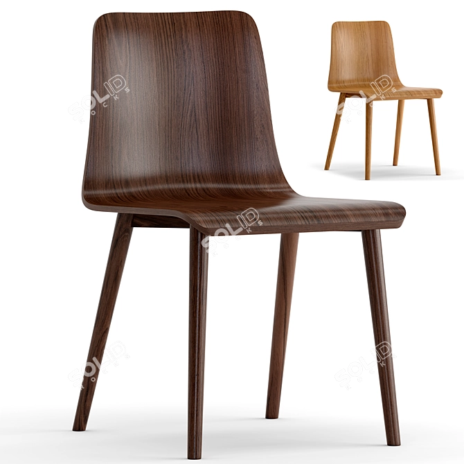 Modern Lovell Wooden Chair Duo 3D model image 1