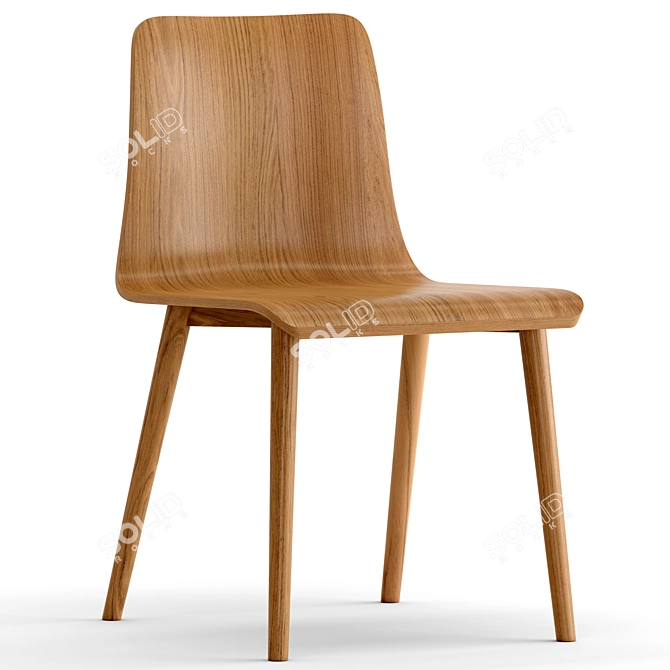 Modern Lovell Wooden Chair Duo 3D model image 2