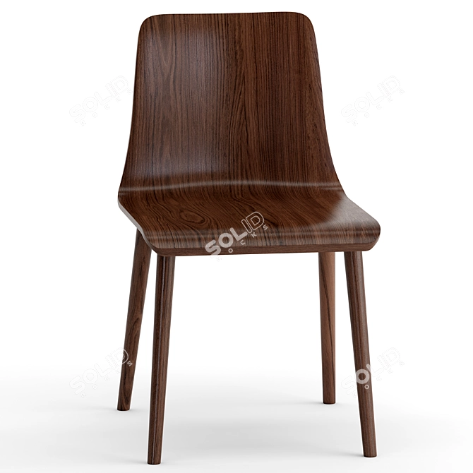 Modern Lovell Wooden Chair Duo 3D model image 3