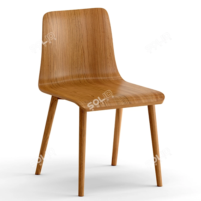 Modern Lovell Wooden Chair Duo 3D model image 4