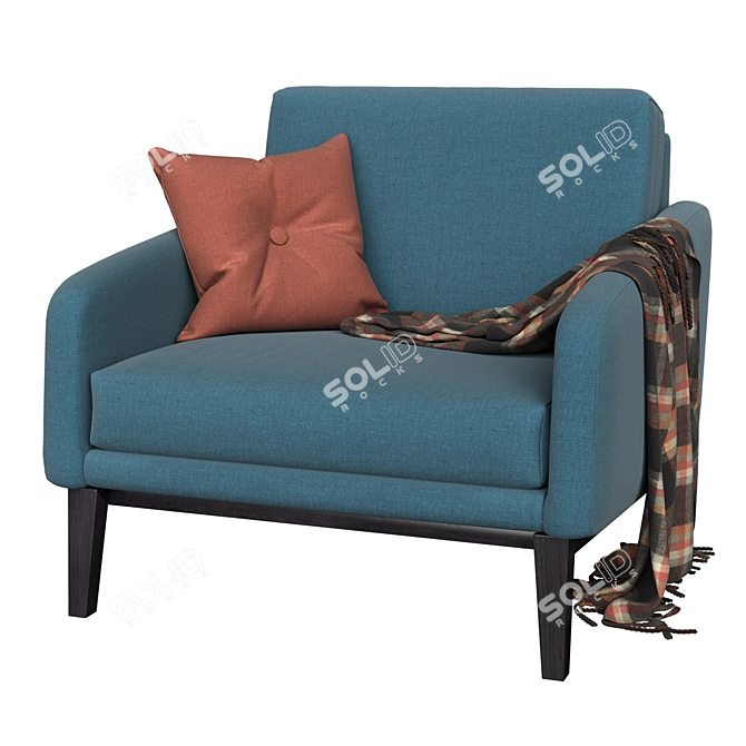 Balinese Charm Upholstered Armchair 3D model image 2