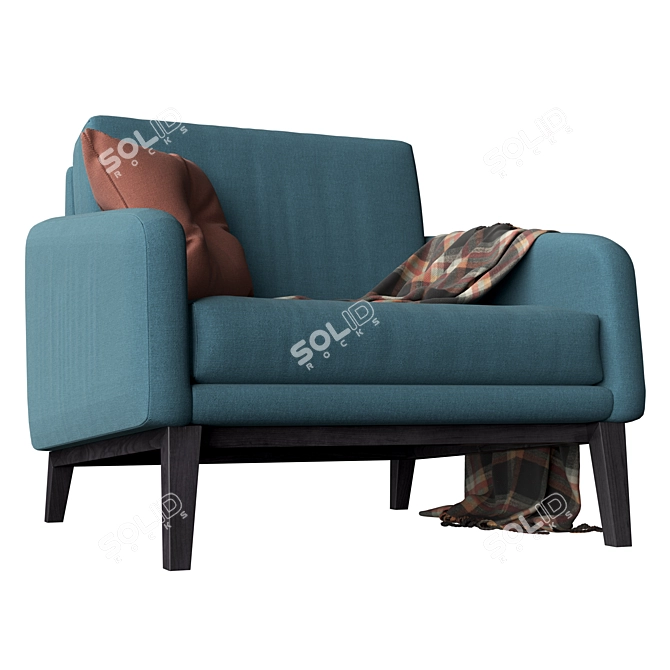 Balinese Charm Upholstered Armchair 3D model image 5