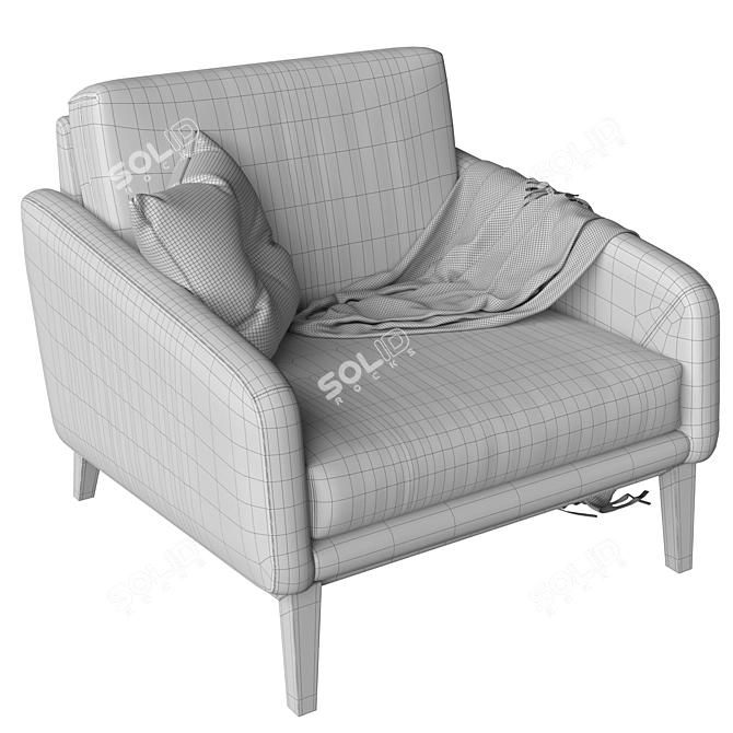 Balinese Charm Upholstered Armchair 3D model image 6