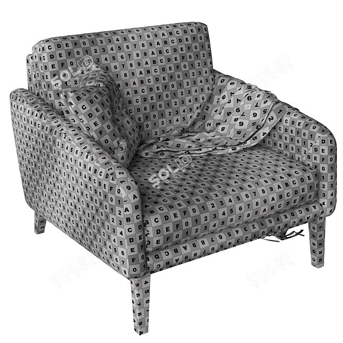 Balinese Charm Upholstered Armchair 3D model image 7