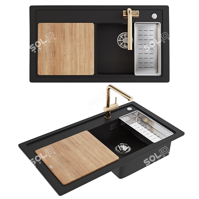 Versatile Granite Sink Set 3D model image 3