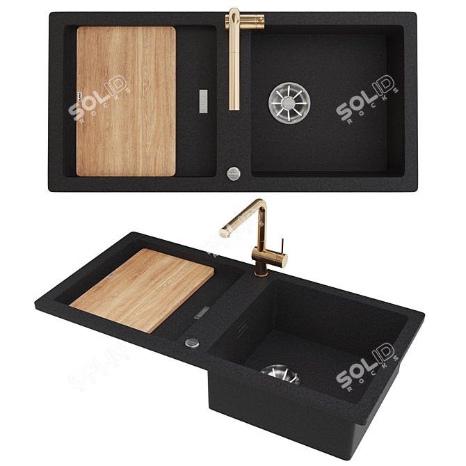 Versatile Granite Sink Set 3D model image 5