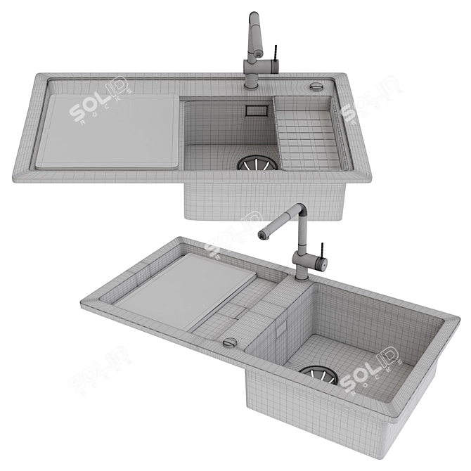 Versatile Granite Sink Set 3D model image 6