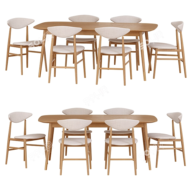 Modern Gent Dining Chair Set 3D model image 2