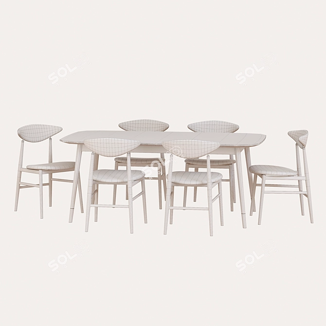 Modern Gent Dining Chair Set 3D model image 3