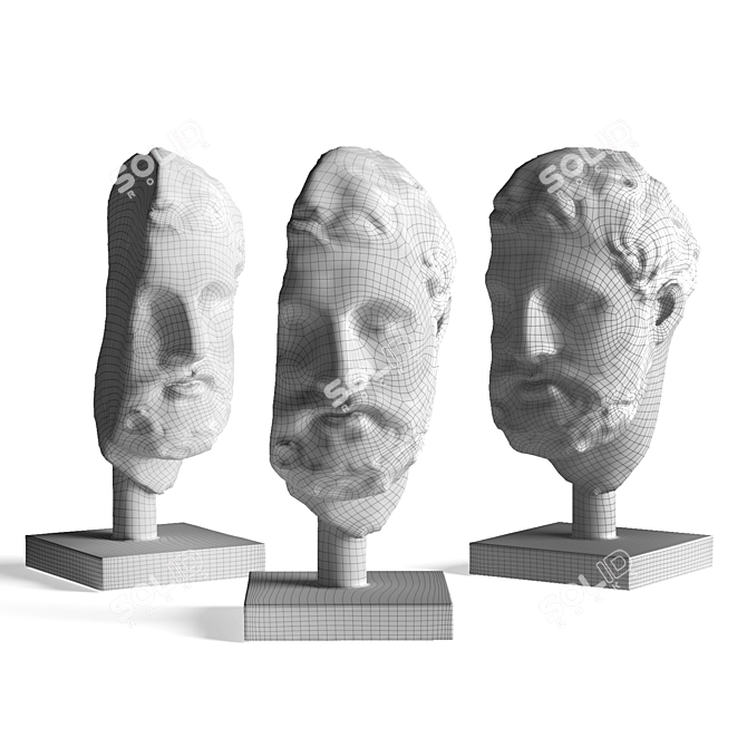 Ancient Greek Bearded Head Sculpture 3D model image 6