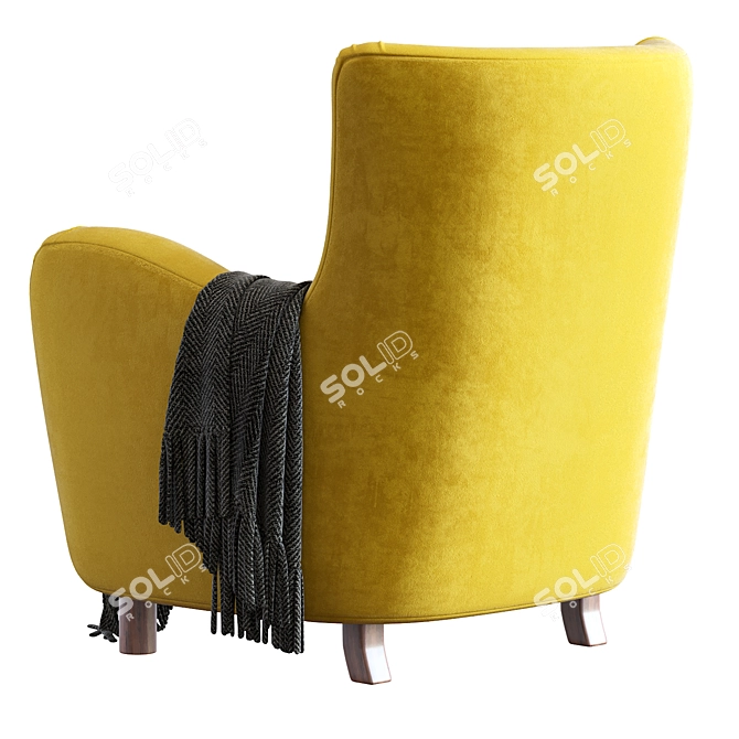 1950s Mohair Velvet Armchair Unique 3D model image 4