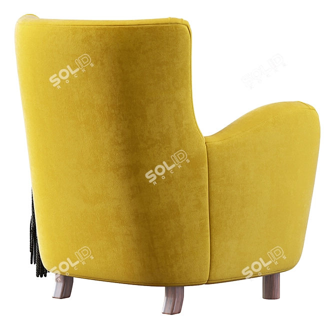 1950s Mohair Velvet Armchair Unique 3D model image 6