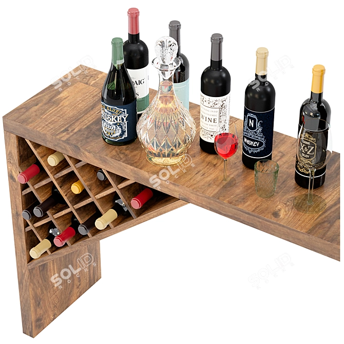 Elegant Wine Bar Set: Sleek Design 3D model image 4