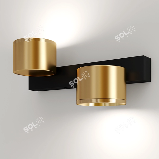 Chic Black & Gold LED Light 3D model image 3