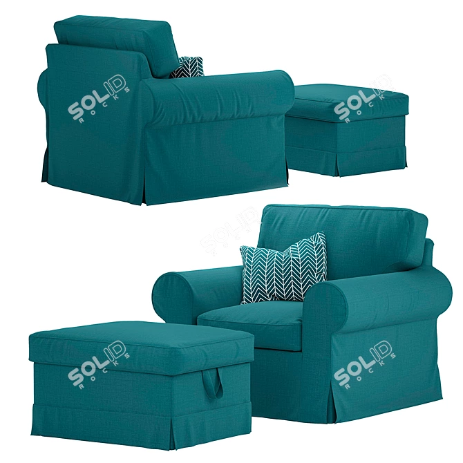 IKEA Ektorp Beige Armchair 3D model image 2