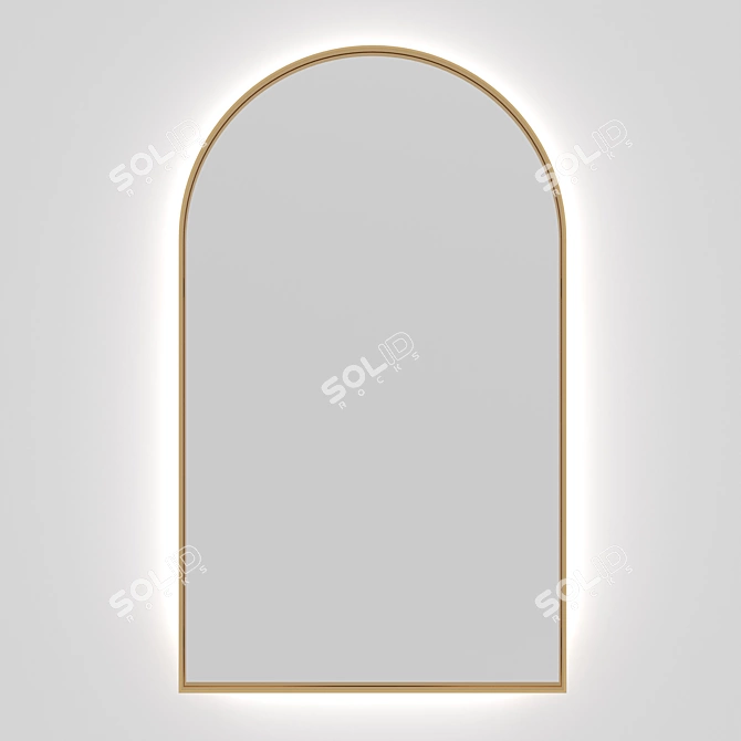Goldi Brass Framed Arch Mirror 3D model image 1