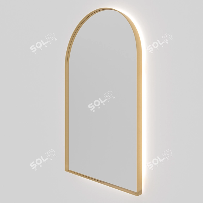 Goldi Brass Framed Arch Mirror 3D model image 2