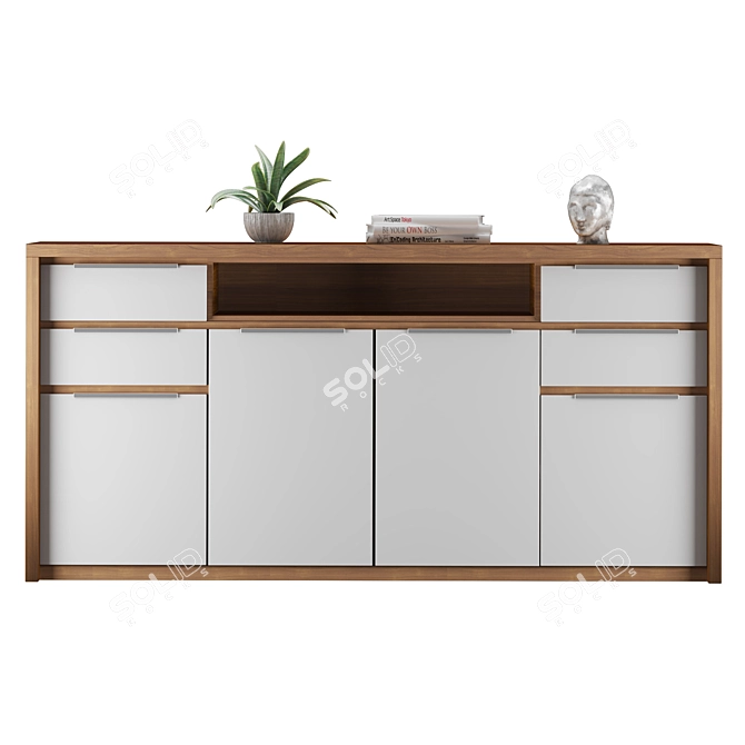 Elegant Buffet Sideboard Decoration Set 3D model image 4