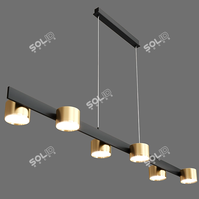 Elegant Black and Gold LED Pendant 3D model image 2