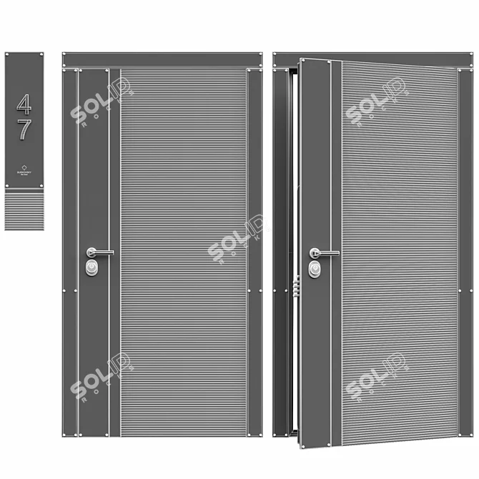 Modern Flexo Entrance Door Kit 3D model image 4