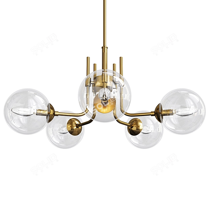 Sleek Glass 5-Light Pendant 3D model image 1