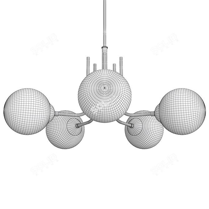 Sleek Glass 5-Light Pendant 3D model image 2