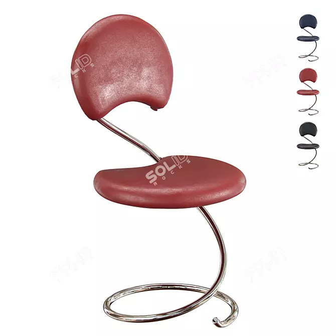 Sleek Chrome Leather Snake Chair 3D model image 1