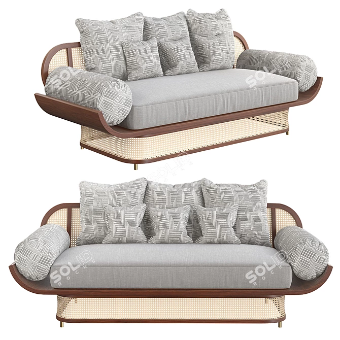 Majestic Rattan Sofa Model 3D model image 1