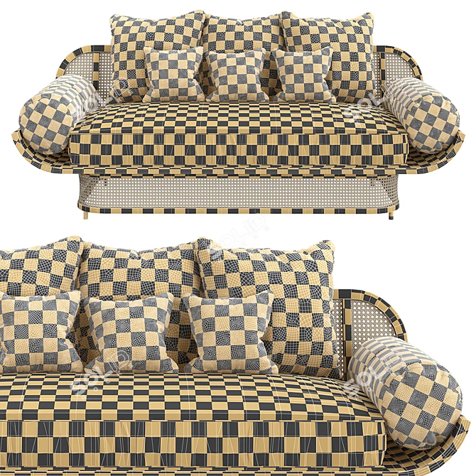 Majestic Rattan Sofa Model 3D model image 2