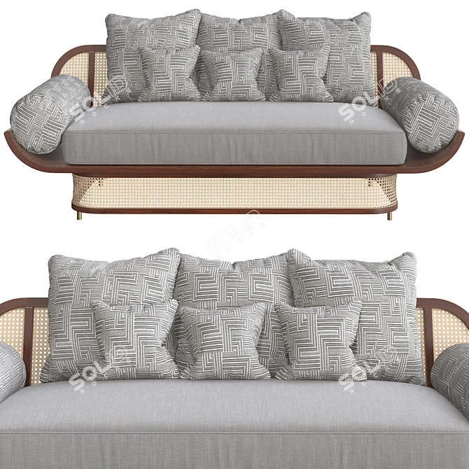 Majestic Rattan Sofa Model 3D model image 3