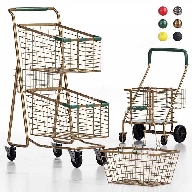  Crown Render Shop Cart Set 3D model image 1