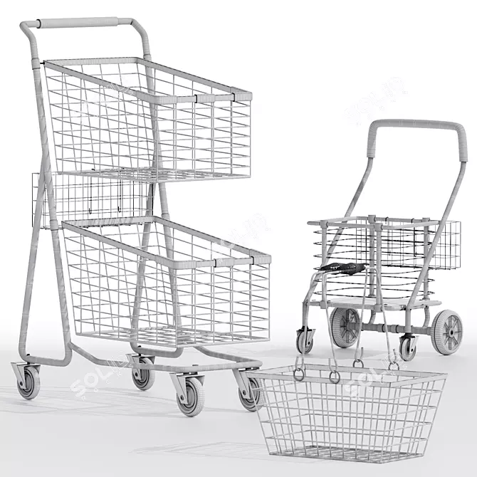  Crown Render Shop Cart Set 3D model image 7