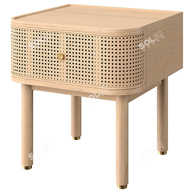 Ankhara Bedside Table Rattan Oak 3D model image 1