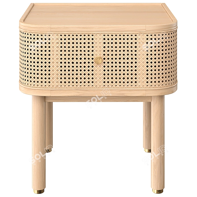 Ankhara Bedside Table Rattan Oak 3D model image 2