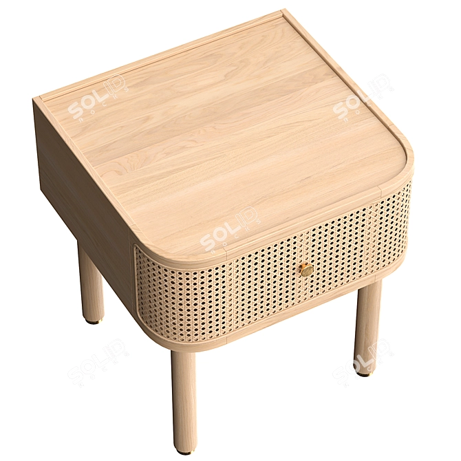 Ankhara Bedside Table Rattan Oak 3D model image 3