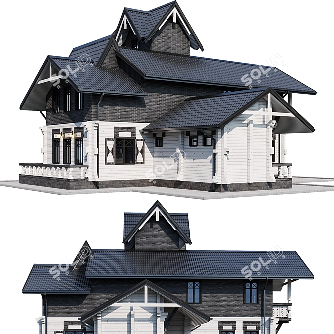 Contemporary Individual Mansion Model 3D model image 2