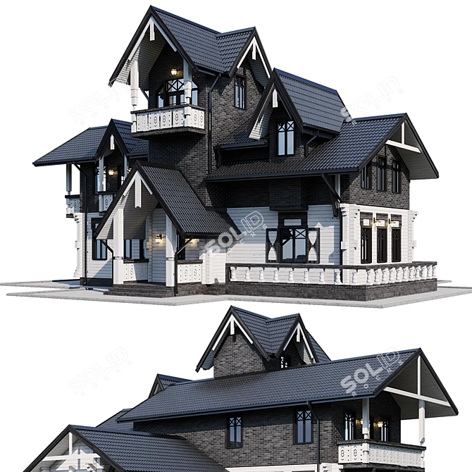 Contemporary Individual Mansion Model 3D model image 3