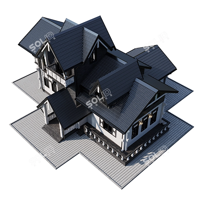 Contemporary Individual Mansion Model 3D model image 5