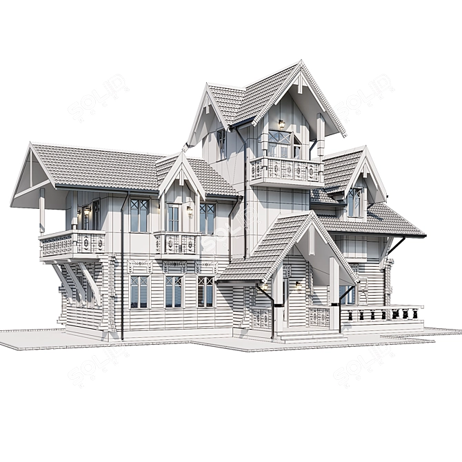 Contemporary Individual Mansion Model 3D model image 6