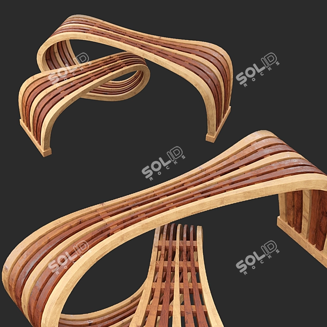 Modern Urban Bench 180x140x50cm 3D model image 18