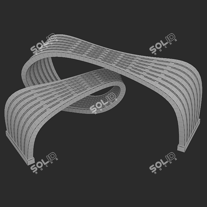 Modern Urban Bench 180x140x50cm 3D model image 1